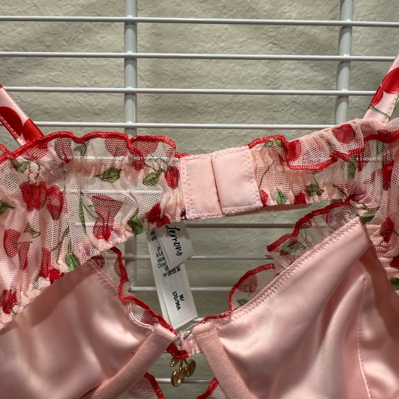 For Love And Lemons Pink Cherry Crop Top - Picture 4 of 5